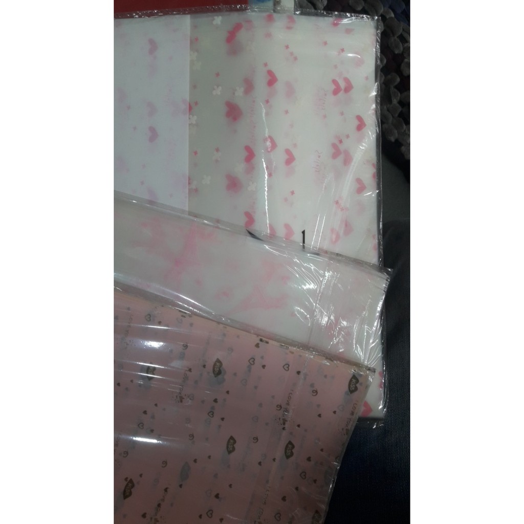 10 tờ giấy kiếng mờ gói hoa kèm 10 nơ rút