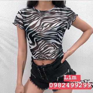 Áo croptop hoạ tiết ngựa vằn