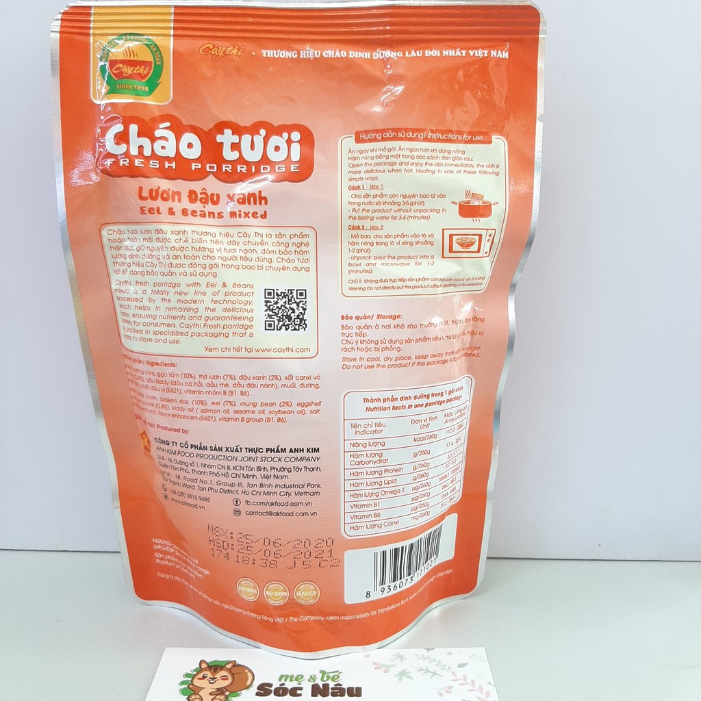 Cháo Tươi Cây Thị ăn liền cho bé từ 7 Tháng, 260g