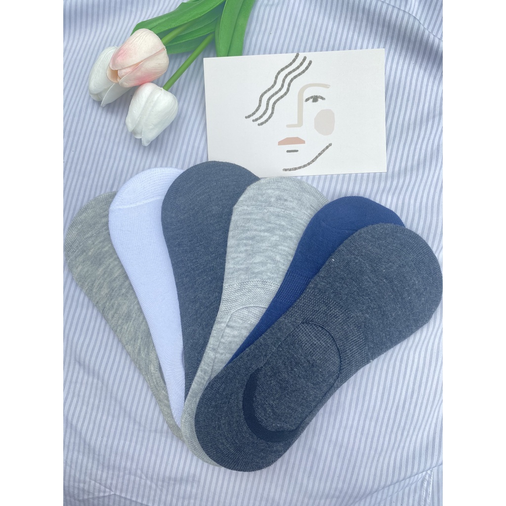 Set 3 tất lười nam cổ ngắn Muzinu vớ nam có đệm gót chống tuột cao cấp TN227