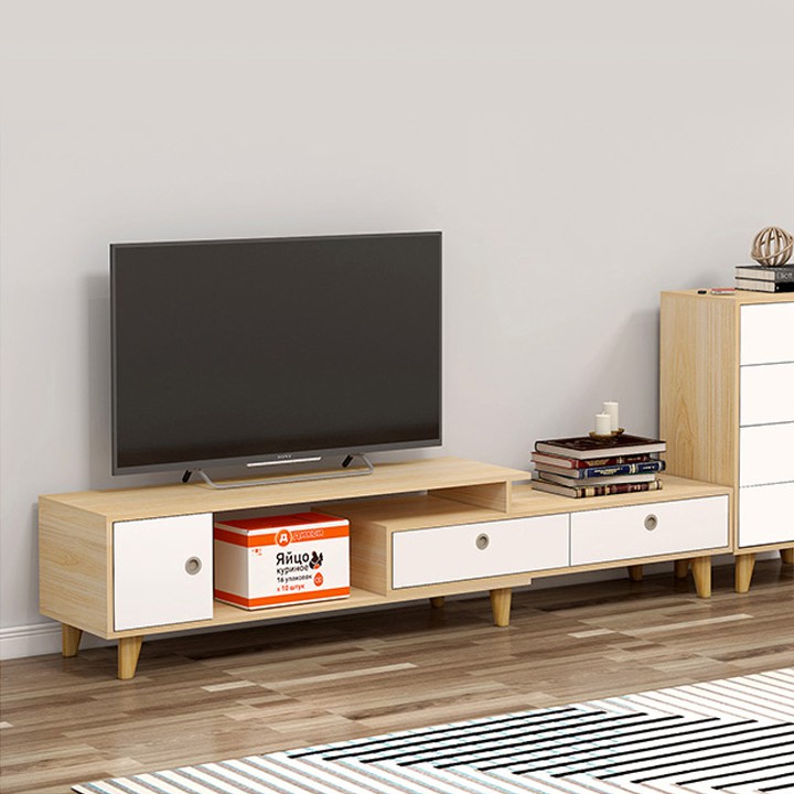 Kệ tivi để sàn thônKệ tivi có thể rút gọn,kéo dài  Bắc Âu H1193, tủ kệ tivi 1m4 -1m9 phòng khách