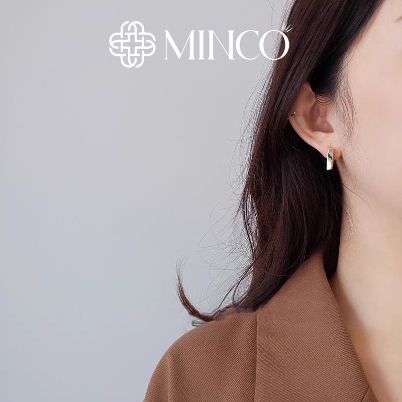 Bông tai nữ Minco Accessories hình vuông sang chảnh khuyên tai basic phụ kiện trang sức thời trang đẹp BT224