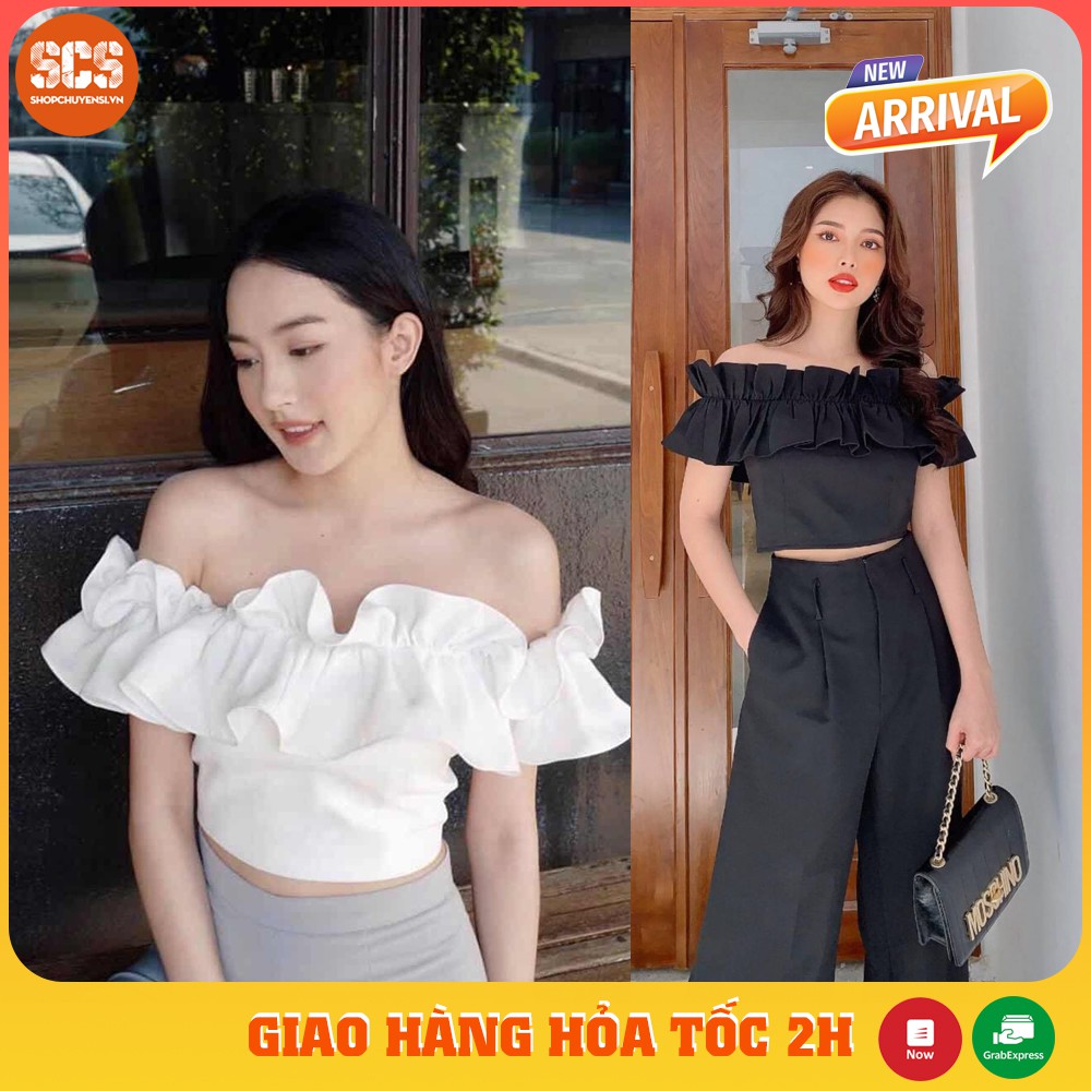 [⚡𝑺𝒂𝒍𝒆] Áo trễ vai nhún bèo crop_top_tre_vai | BigBuy360 - bigbuy360.vn