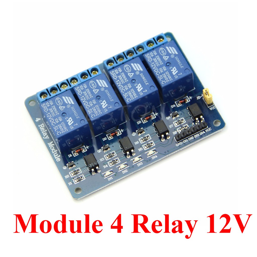 Module Relay 4 Kênh 12V 220V/10A Có Opto Cách Ly (kích mức thấp)