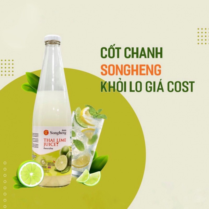Nước cốt chanh Songheng Thái Lan chai 700ml. Hàng công ty có sẵn. Giao hàng ngay