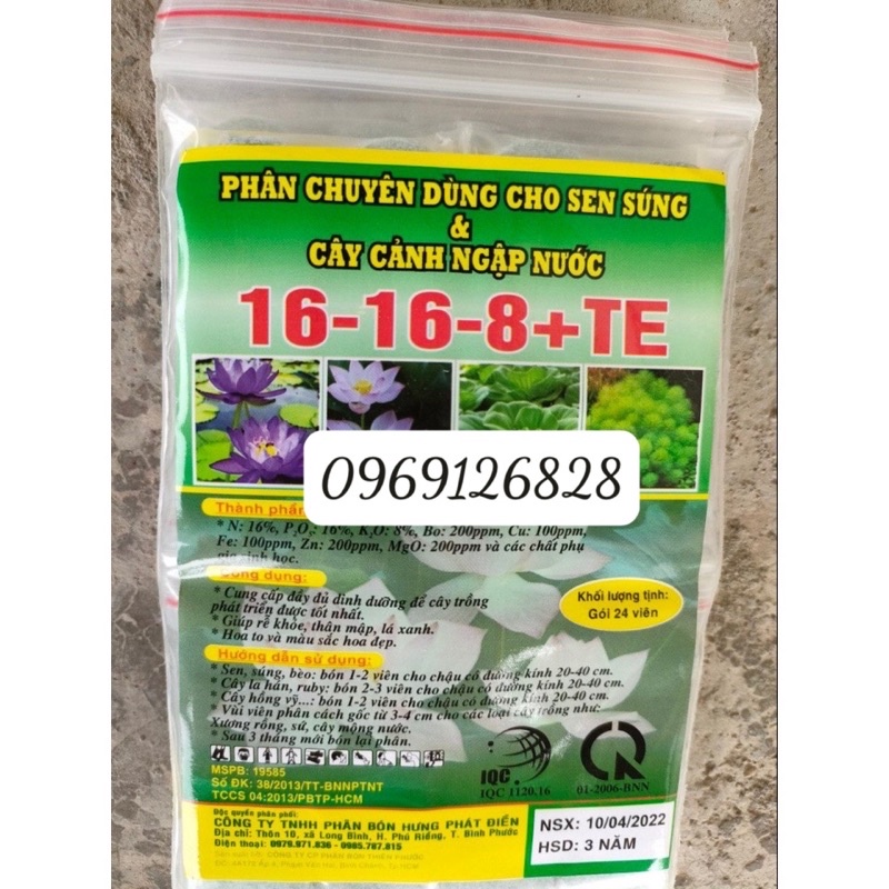 Phân bón chuyên dùng cây cảnh ngập nước cây thủy sinh ,sen ,súng,  16-16