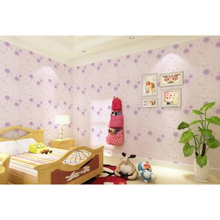 10m Giấy dán tường Cẩm tú cầu tím sẵn keo khổ rộng 45cm
