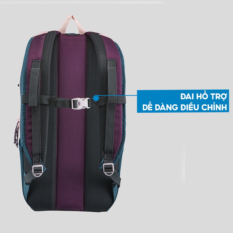 Balo thể thao leo núi QUECHUA nh100 20 lít tện dụng - tím đậm