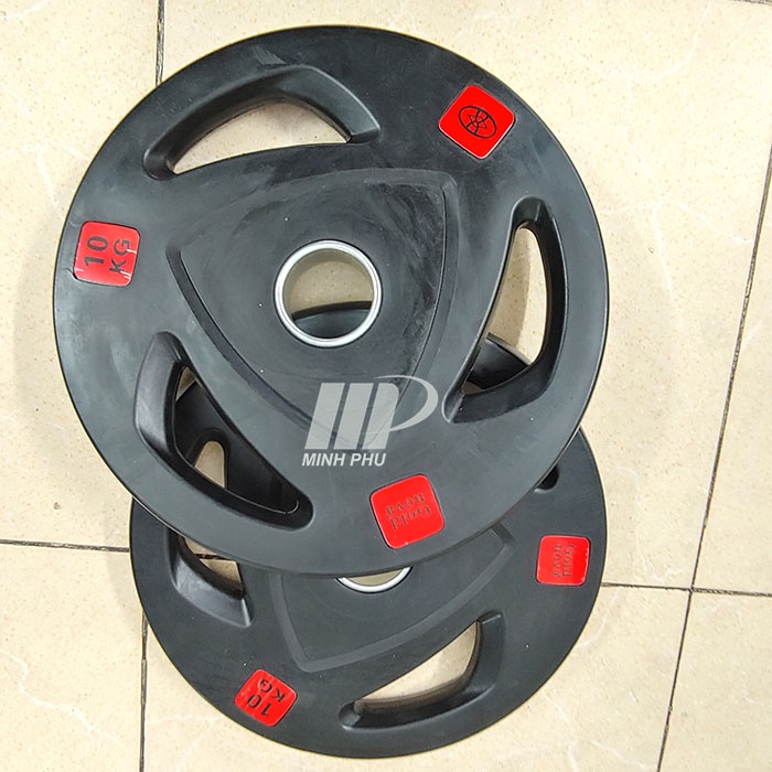Tạ đĩa bọc cao su Goldnova 10kg ✅ Tạ bánh lỗ phi 50 chuyên dùng cho phòng tập