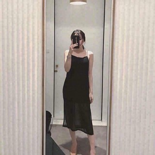 Đầm voan 2 dây xẻ tà thướt tha (freesize)