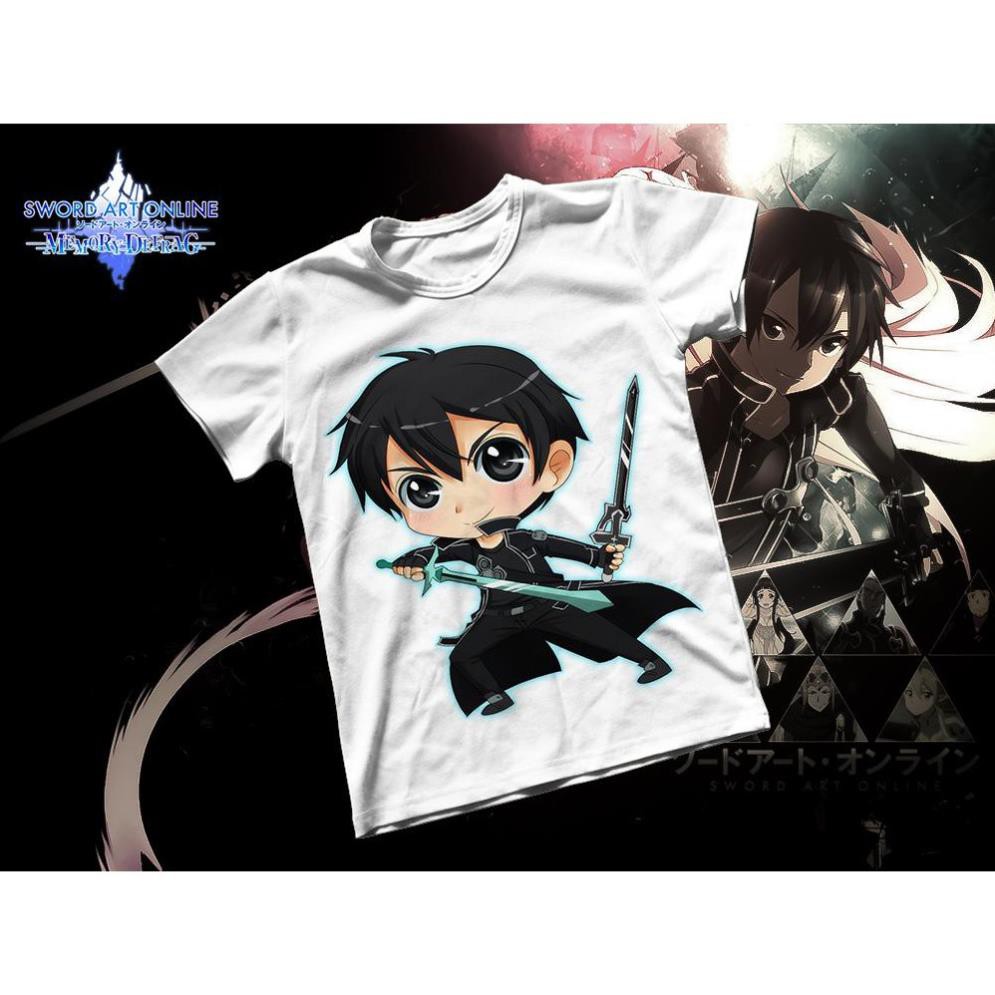 Áo thun Cotton Unisex - Anime - Sword Art Online - Kirito chibi