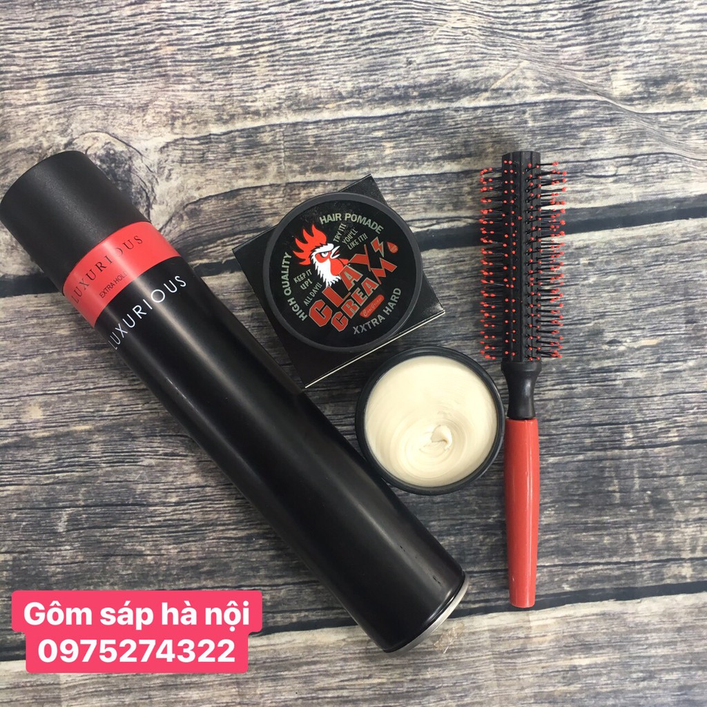 [Siêu Rẻ ] ComBo Gôm Xịt Tóc LUXURIOUS + Sáp Vuốt Tóc Cock Crease-Made In Japan 80gc [Tặng Lược]