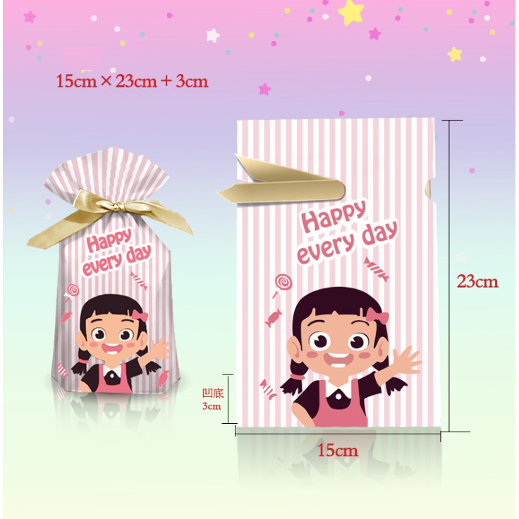 Túi Rút Nơ Đựng Bánh Kẹo, Bánh Dứa (50 cái)-Bé trai, bé gái,gấu , gấu mèo thỏ cute ,túi rút noel