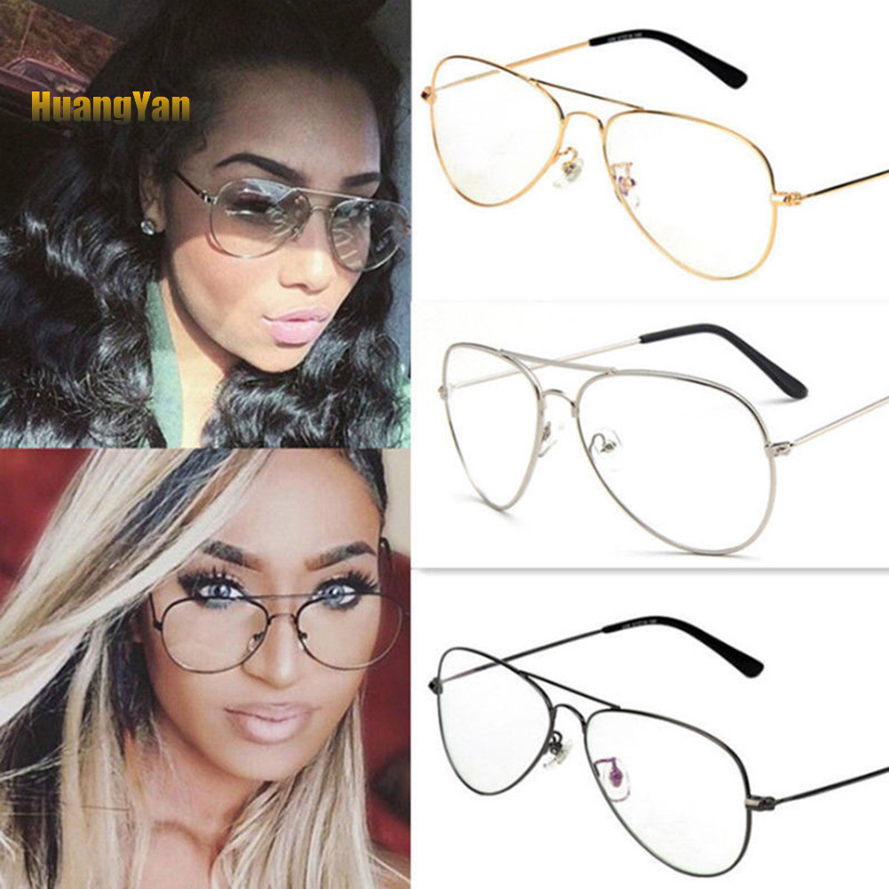 *YANJIN* Unisex Retro Big Round Metal Frame Clear Lens Glasses Eyeglasses Spectacles