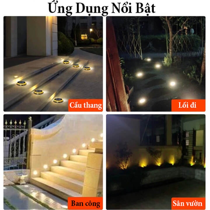Đèn LED Cắm Cỏ Sân Vườn Năng Lượng Mặt Trời Trang Trí Biệt Thự Nhà Vườn, Ban Công, Lối Đi, Cầu Thang, Chống Nước IP65