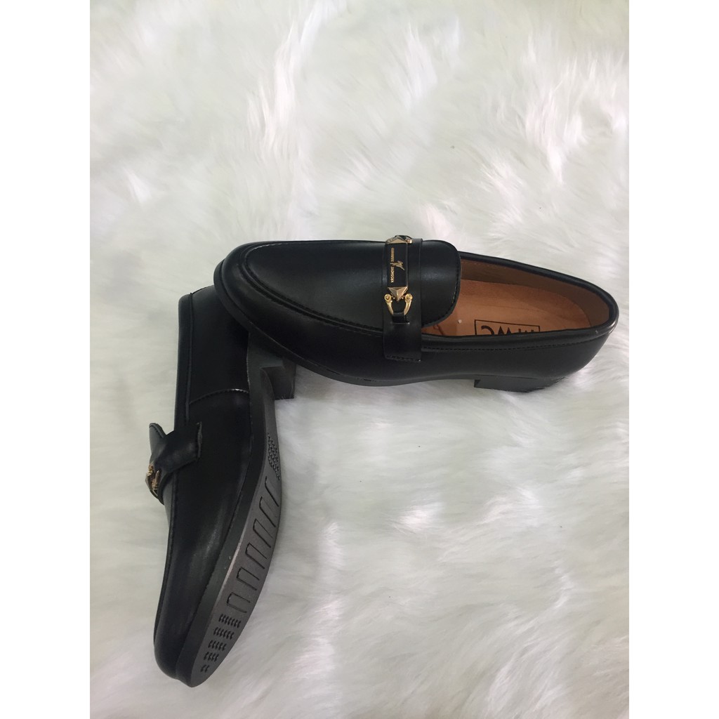 Giầy  tây giày lười nam hàn quốc đen mềm đai kim loại | BigBuy360 - bigbuy360.vn