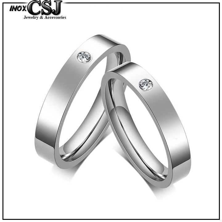 01 nhẫn inox cao cấp đính đá đẹp, không đen - tặng hộp đựng xinh xắn