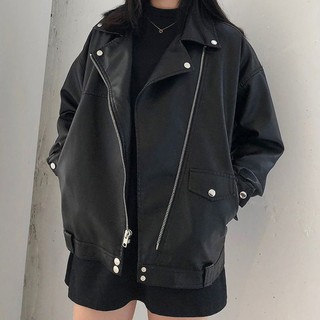 Áo da oversize Hàn Quốc style biker lót lông bên trong [có ảnh thật]