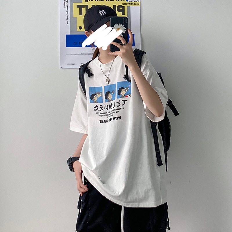 Áo thun tay ngắn dáng rộng thiết kế thời trang mùa hè theo phong cách hồng kông cho nam