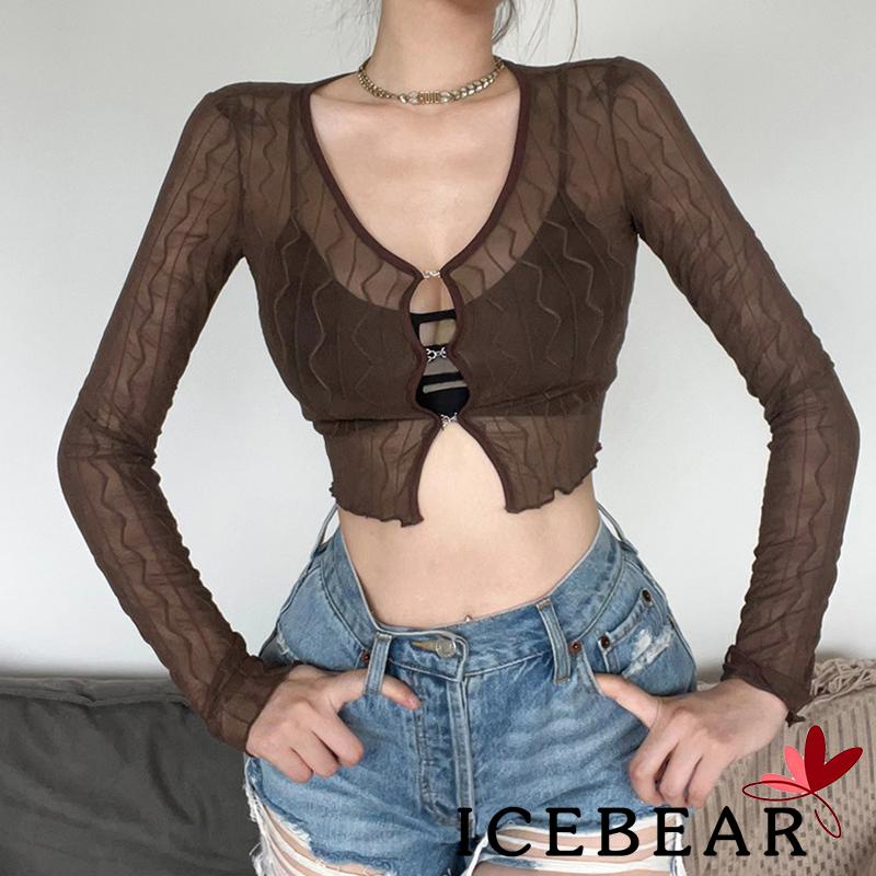 Áo Thun Crop Top Nữ Tay Dài Màu Sắc Thời Trang