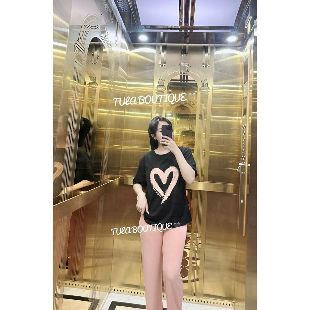 Sét bộ nữ trái tim ren mix quần tăm lạnh