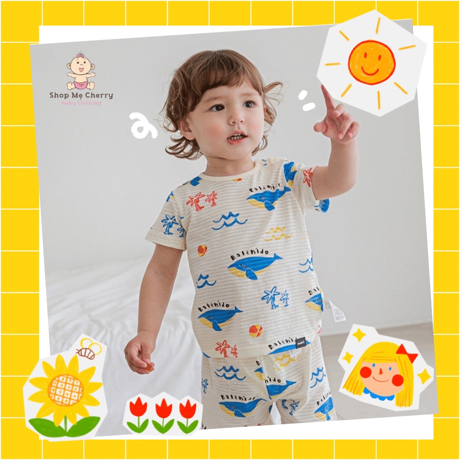 BỘ NGẮN CAO CẤP BÉ TRAI CỦA HÃNG CORDII, CHẤT COTTON GIẤY ORGANIC, MẪU CON CÁ
