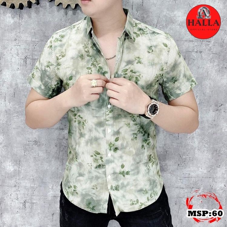 Áo Sơ mi nam ngắn tay họa tiết xu hướng thời trang mới HALLA áo sơ mi đẹp kiểu công sở