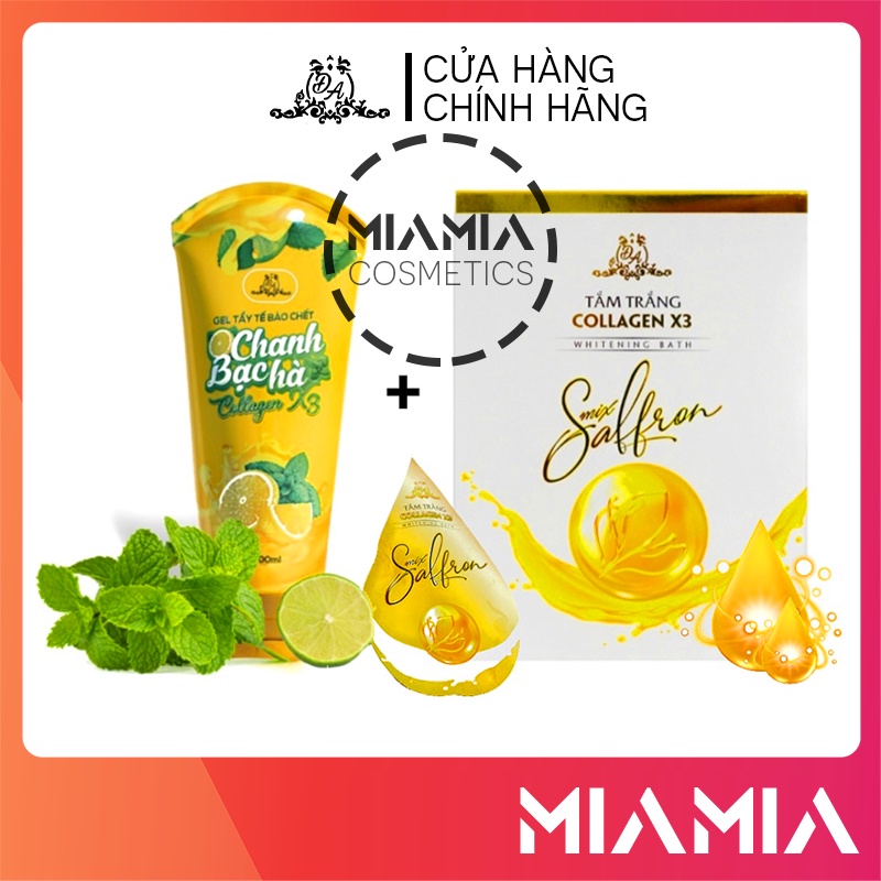 Combo Tắm Trắng Đông Anh Collagen X3 và Gel Tẩy Tế Bào Chanh Bạc Hà chính hãng