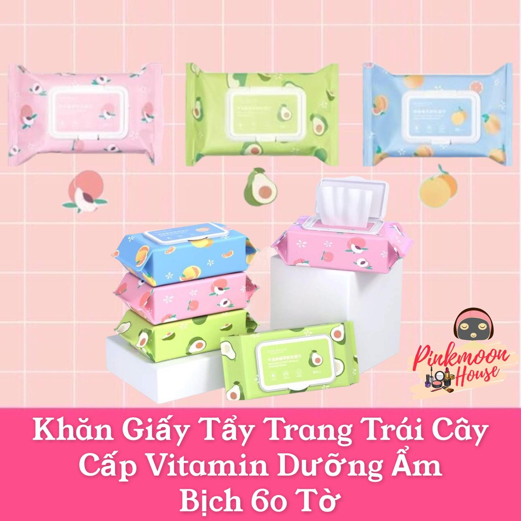 Khăn Tẩy Trang Trái Cây Vitamin Dưỡng Ẩm Dịu Nhẹ Lành Tính