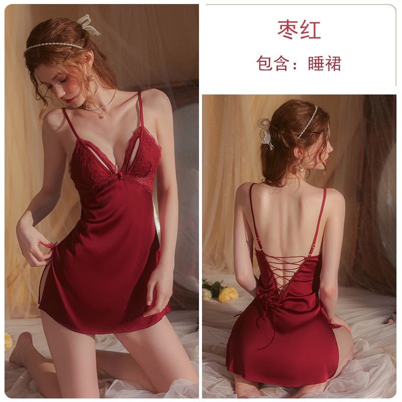 Lẻ váy  ngủ lụa đan dây lưng  - Hàng Quảng Châu cao cấp - SP011