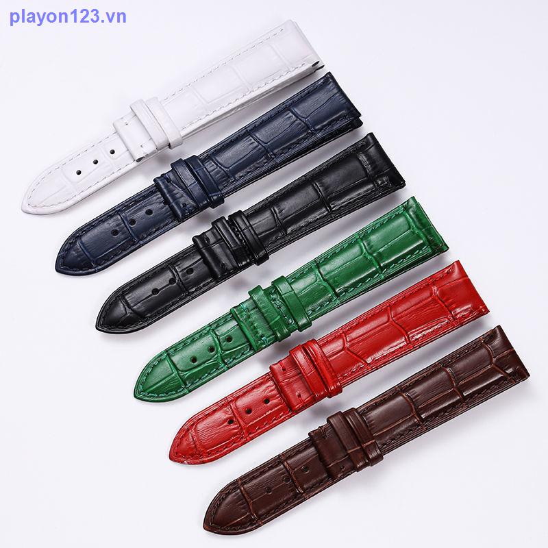Dây Đồng Hồ Bằng Da Bò Thật Khóa Cài Hình Bướm 19 20 22 23mm