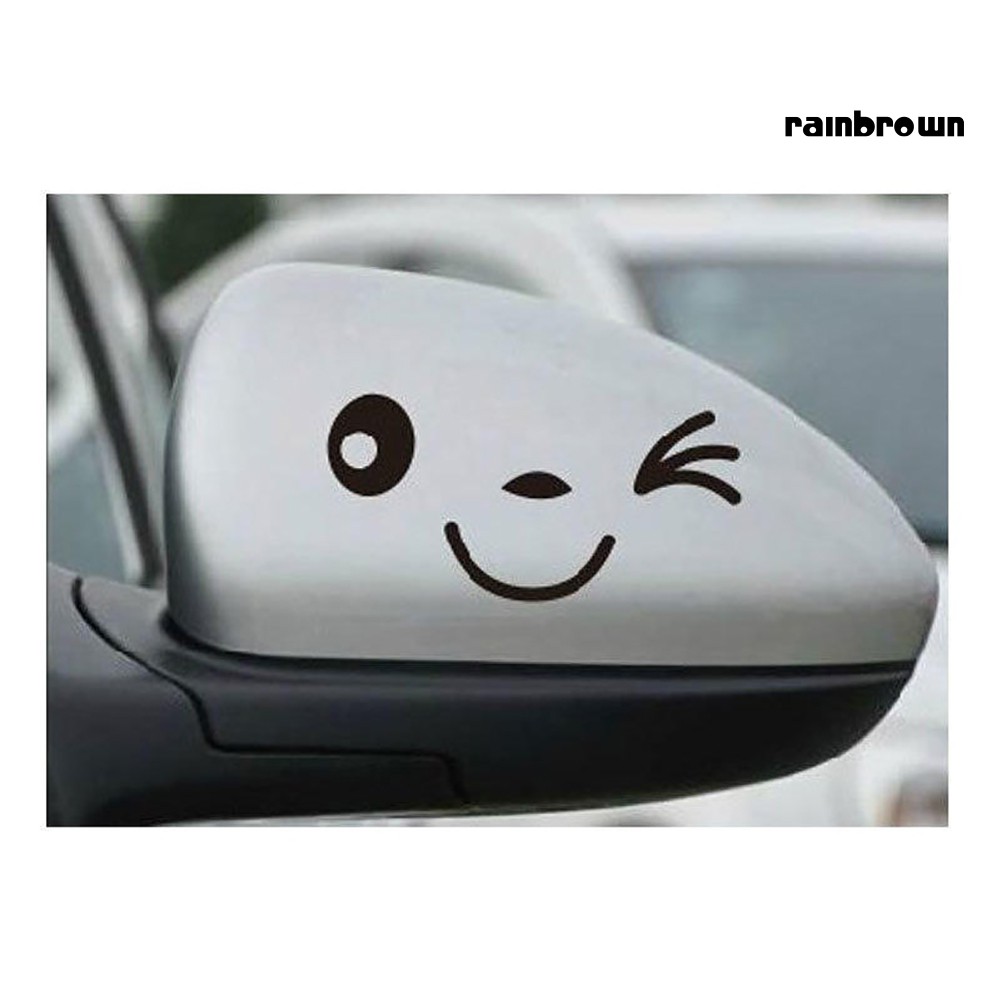 Cặp nhãn dán trang trí gương chiếu hậu xe hơi hình mặt cười đáng yêu