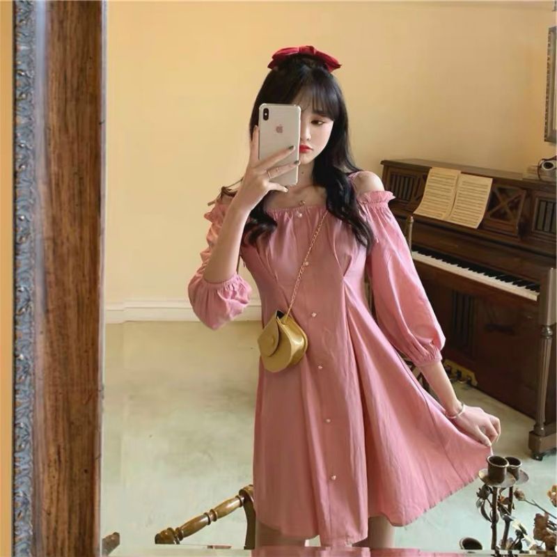 đầm công chúa màu hồng cute phù hợp đi dạo phố #đầm_nữ