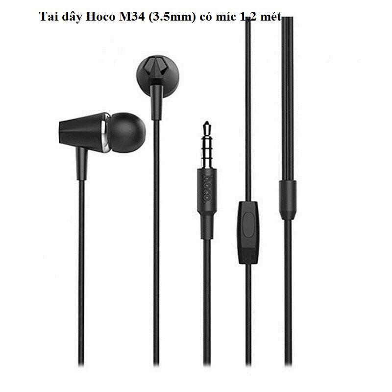 [Xả Kho - Miễn Phí Vận Chuyển] TAI NGHE 3.5mm CÓ MIC HOCO M34 | CÁCH ÂM SIÊU ĐỈNH , BASS CHẤT | 100% CHÍNH HÃNG | 17002