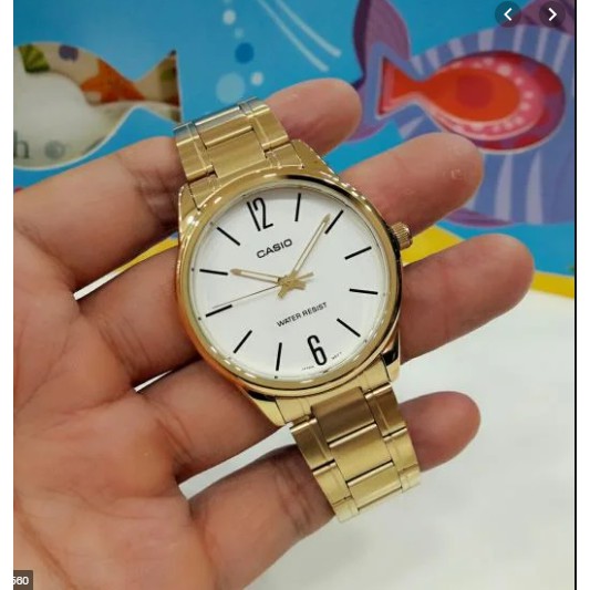 Đồng hồ nam Casio MTP-V005G-7BUDF Dây Kim Loại Mạ Vàng - Mặt Đồng Hồ Màu Trắng , bảo hành 12 tháng