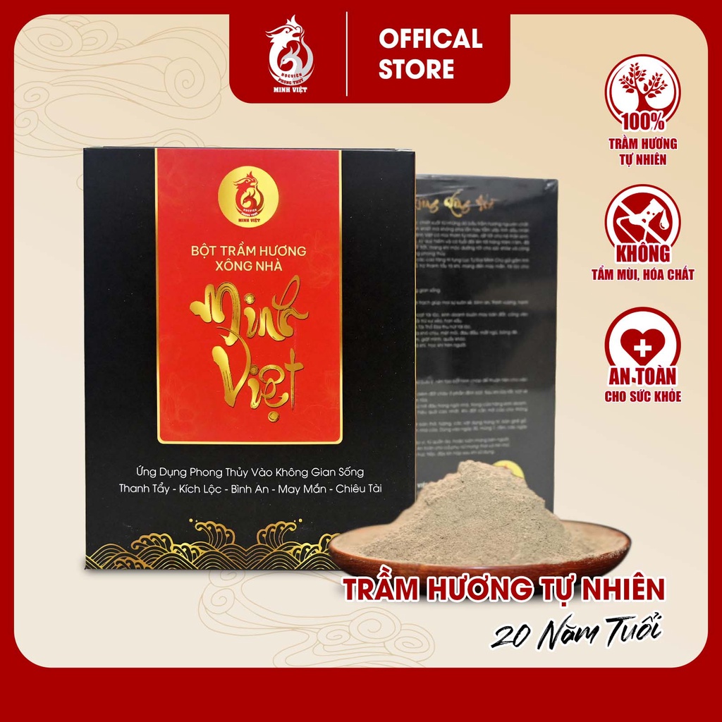 Bột trầm hương xông nhà Minh Việt có trì chú - tẩy uế, thu hút Tài Lộc 100gram - Trầm nguyên chất