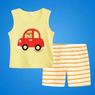 Bộ quần áo cotton bé trai 65k