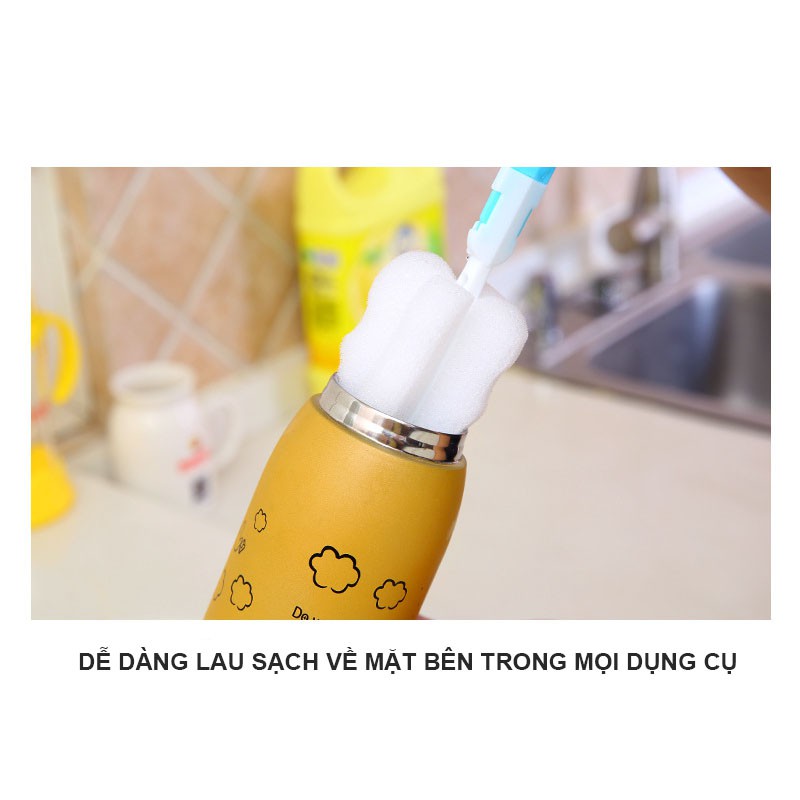 Cọ lau cốc bình sữa có cán bọt biển rửa bình lau xe đa năng