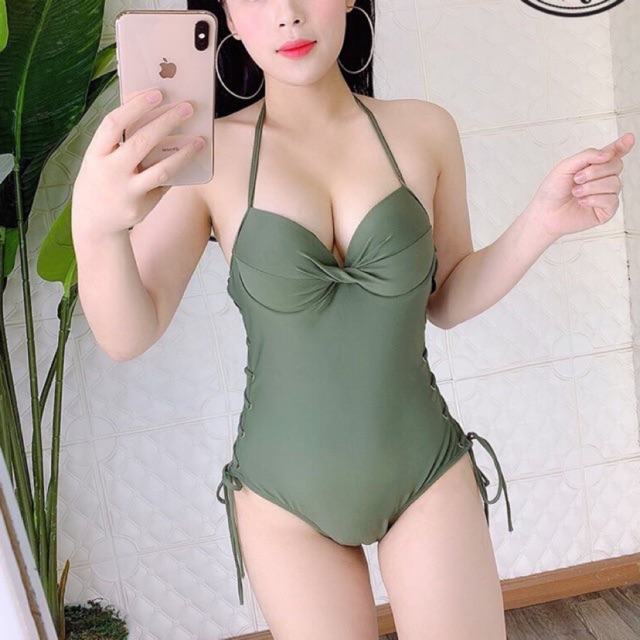 Bikini liền mảnh cúp ngực cột dây eo [ẢNH THẬT]