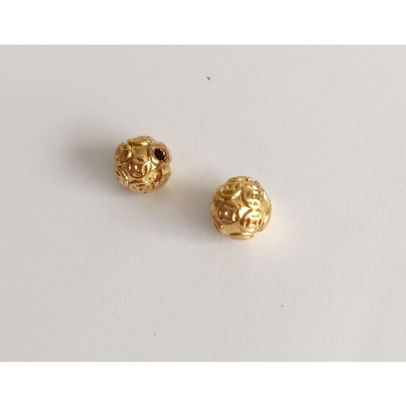 Charm bi màu vàng cao cấp bi titan vàng khắc tài lộc