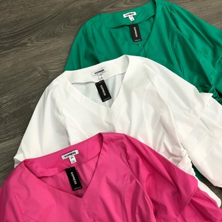 Áo sơ mi nữ Express cổ Tim kèm belt KAMI