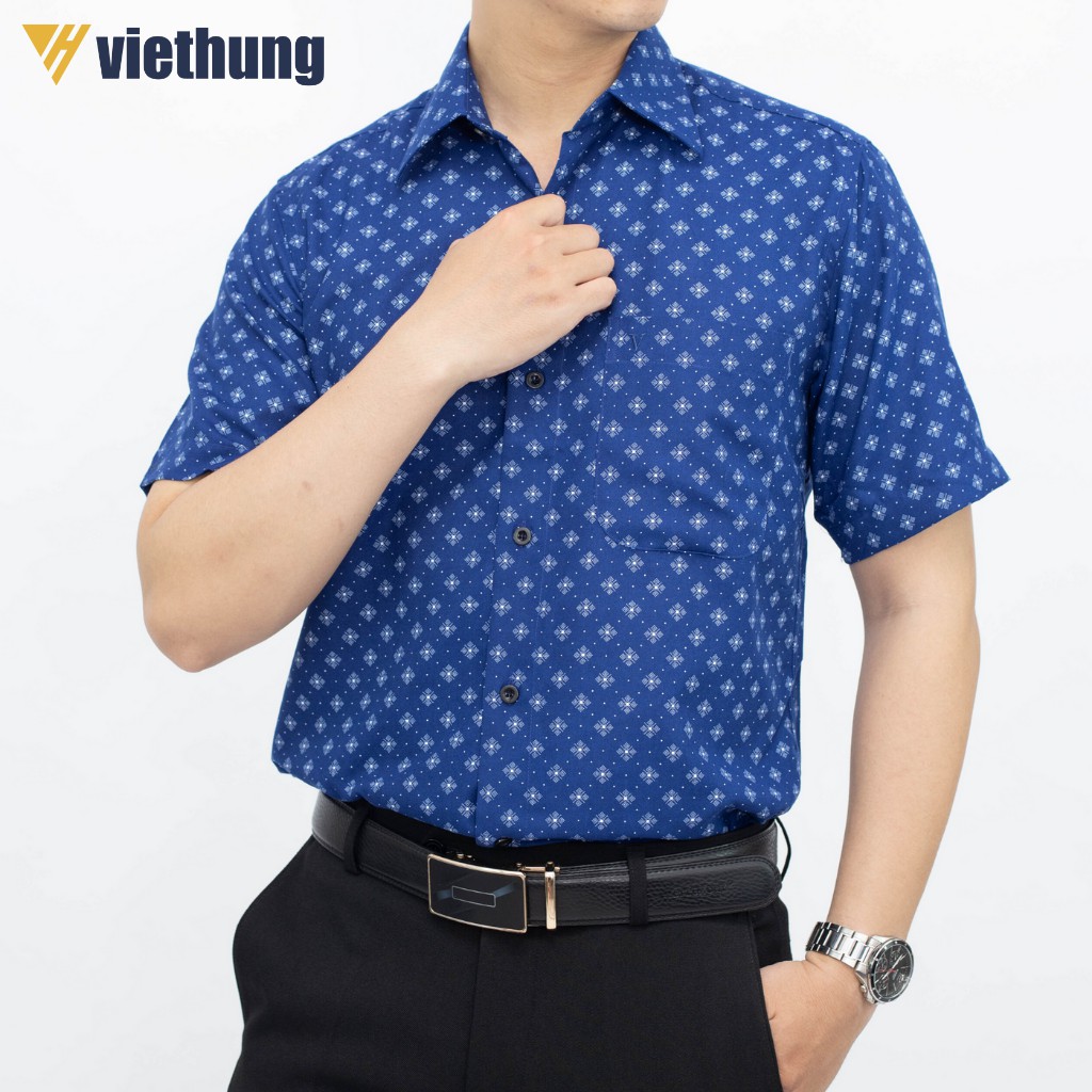 Áo Sơ Mi Ngắn Tay VIỆT HƯNG Chất Vải Kate Tổng Hợp Thấm Hút Mồ Hôi Thiết Kế Dáng Suông Cổ Điển Họa Tiết Đơn Giản | BigBuy360 - bigbuy360.vn