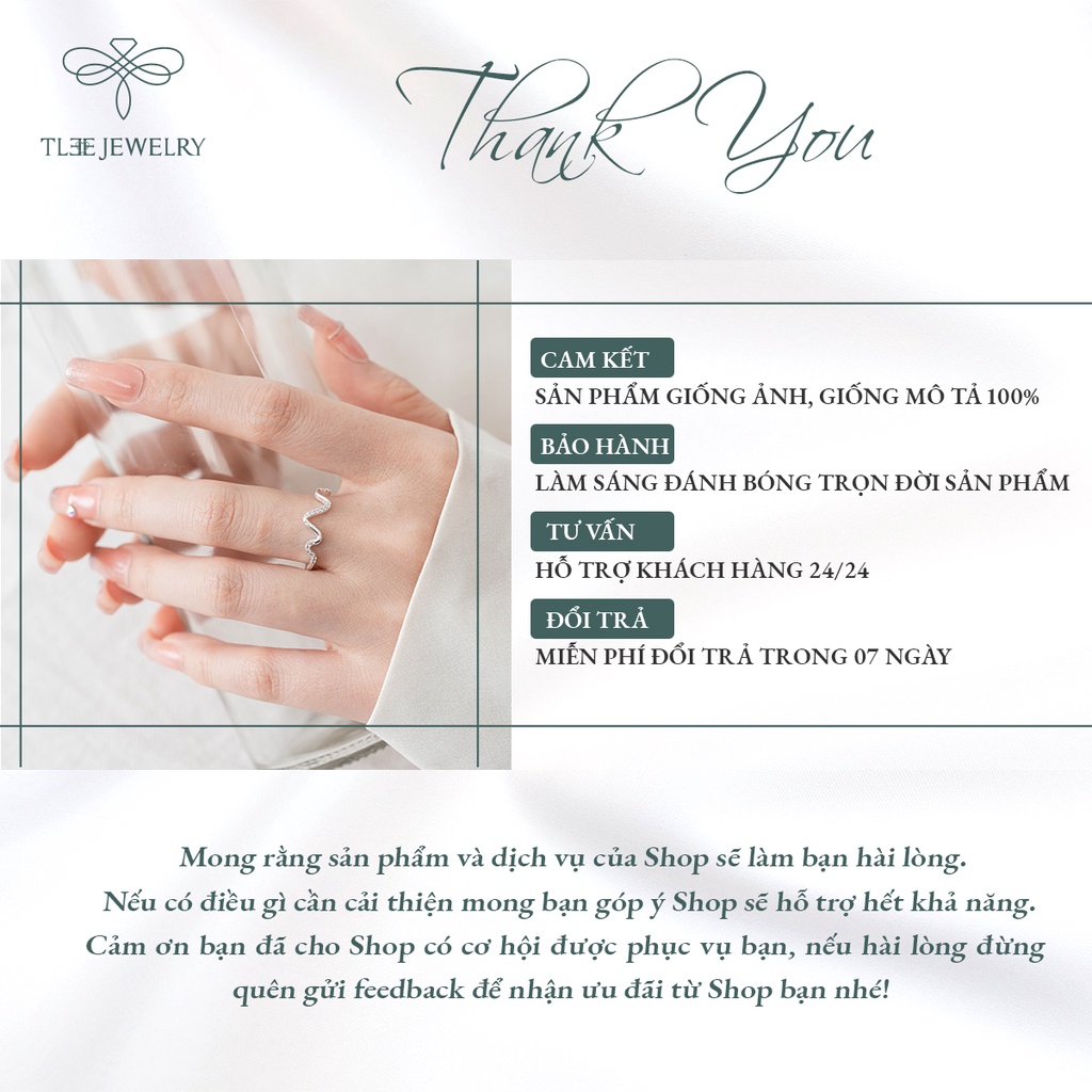 Nhẫn bạc nữ TLEE gắn đá nhỏ kiểu dáng lượn sóng cách điệu NCJ A0189