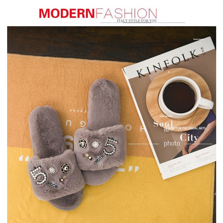 Dép lông mang trong nhà cho nữ