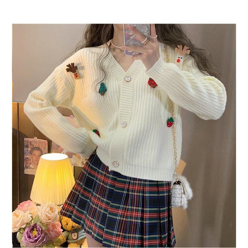 Áo Khoác Cardigan Dệt Kim Dáng Rộng Dễ Thương Thời Trang Thu Đông Cho Bạn Gái