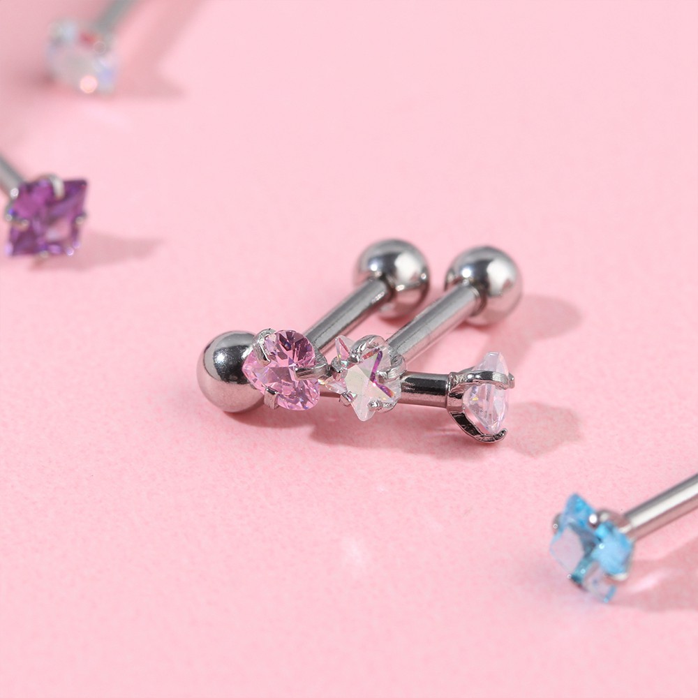 Đôi khuyên tai xỏ lỗ sụn vành tai đính đá nhân tạo cá tính quyến rũ