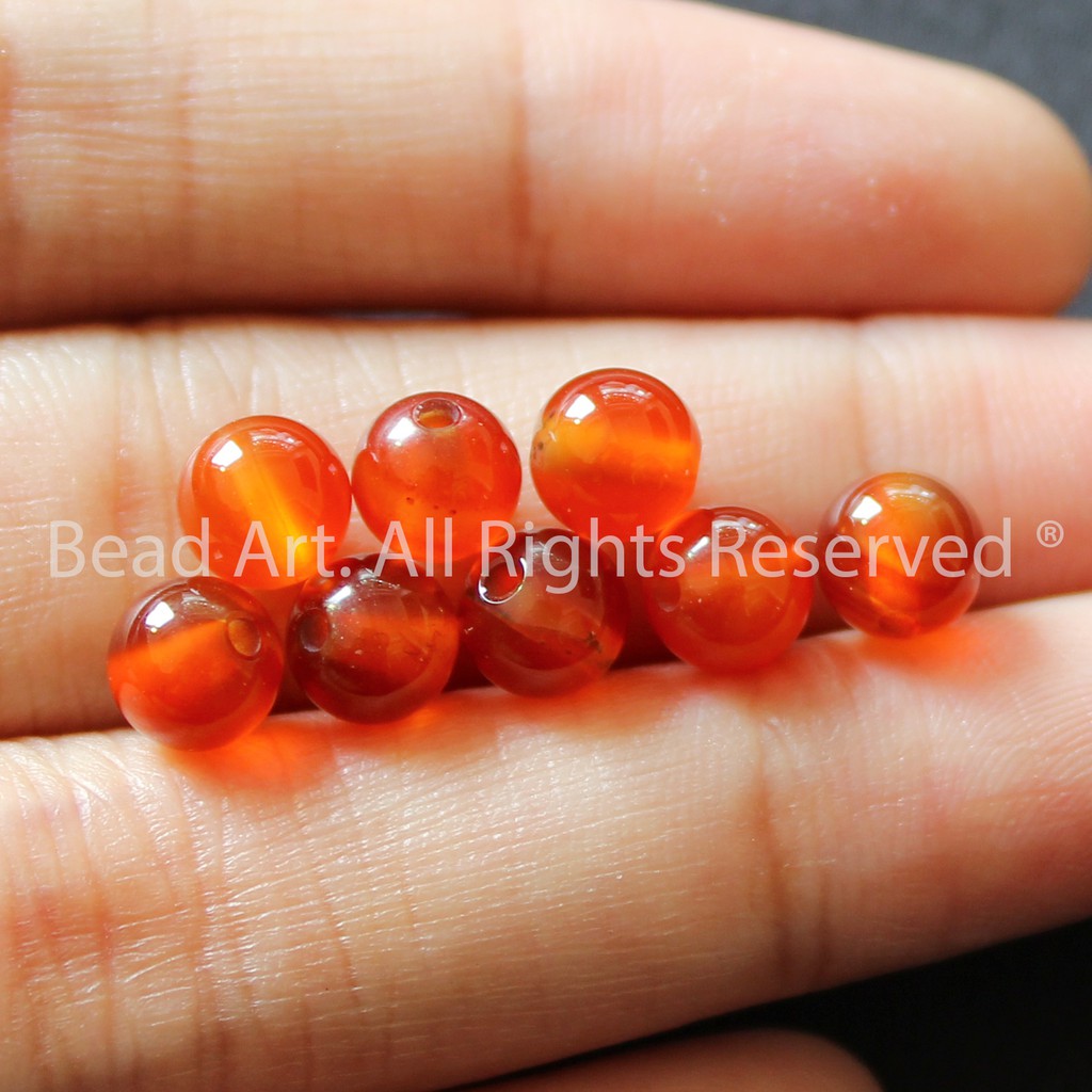 Đá Agate Đỏ Cam 6MM, Mệnh Hoả, Thổ, Phối Vòng Tay, Đá Phong Thuỷ, Chuỗi Hạt, Trang Sức S50 - Bead Art