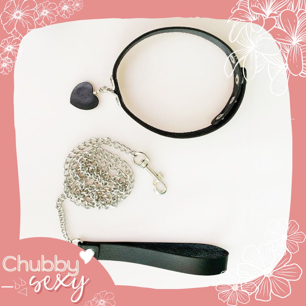 Vòng Cổ Choker Sexy Vòng Cổ Da Chốt Trái Tim Kèm Dây Xích Kéo -- PK14  Chubby.Sexy