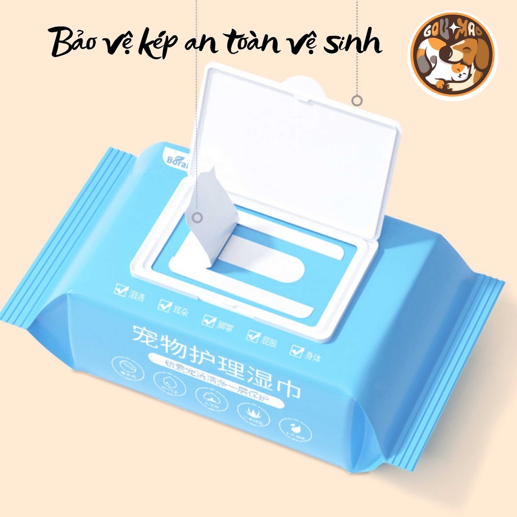 Khăn ướt đa năng borammy dành cho chó mèo - Goumao Pet