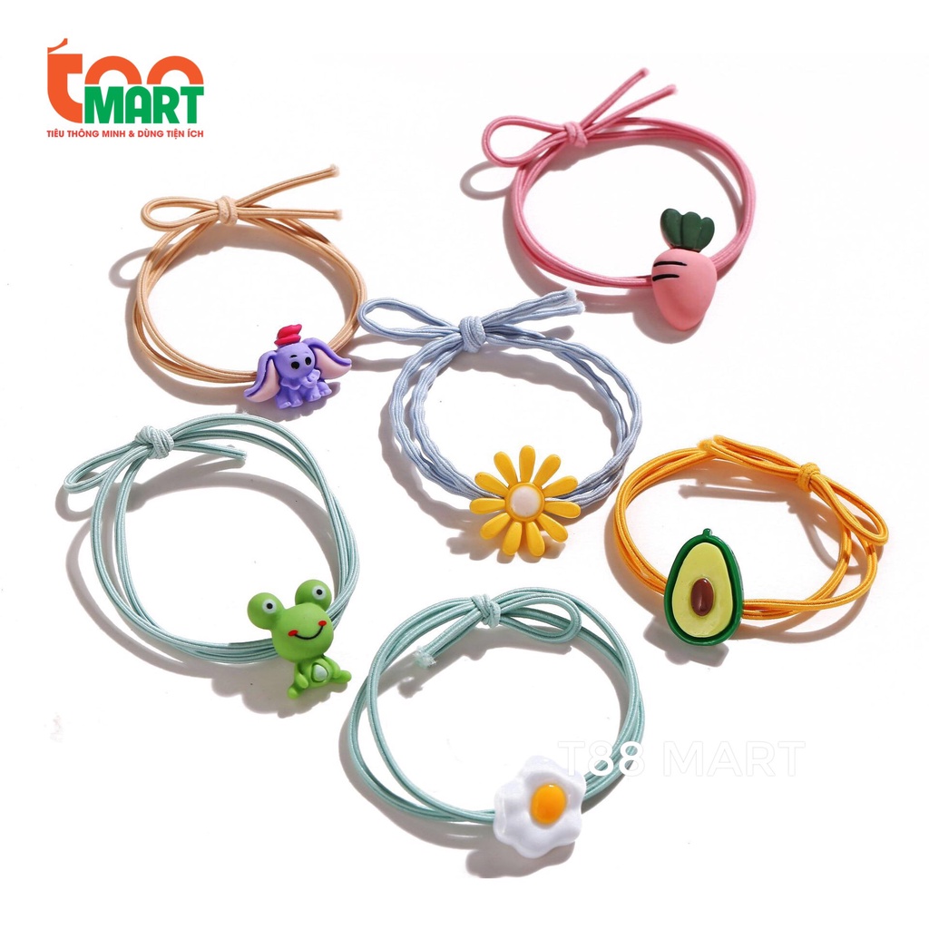 Dây chun buộc tóc đồ 1K cute nhiều hình dễ thương, thun cột tóc chặt và rất bền freeship